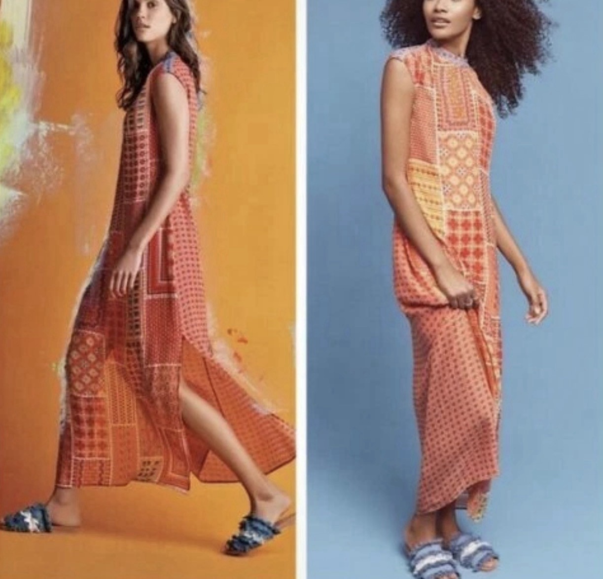 NWT $198.00 Anthropologie Patchworked Sol Maxi Dress By Tanvi Kedia size large