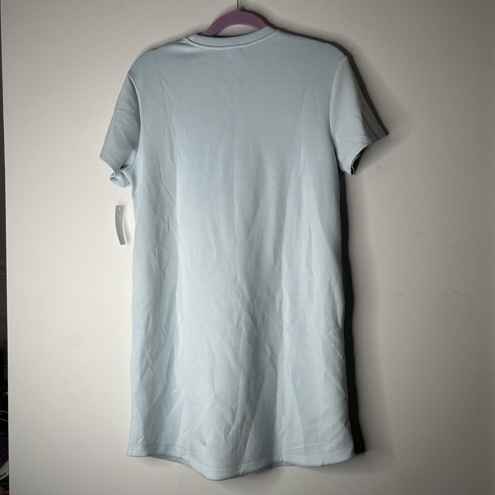 NWT Member’s Mark Light Blue Sandwash Short Sleeve T-Shirt Dress Women’s Medium