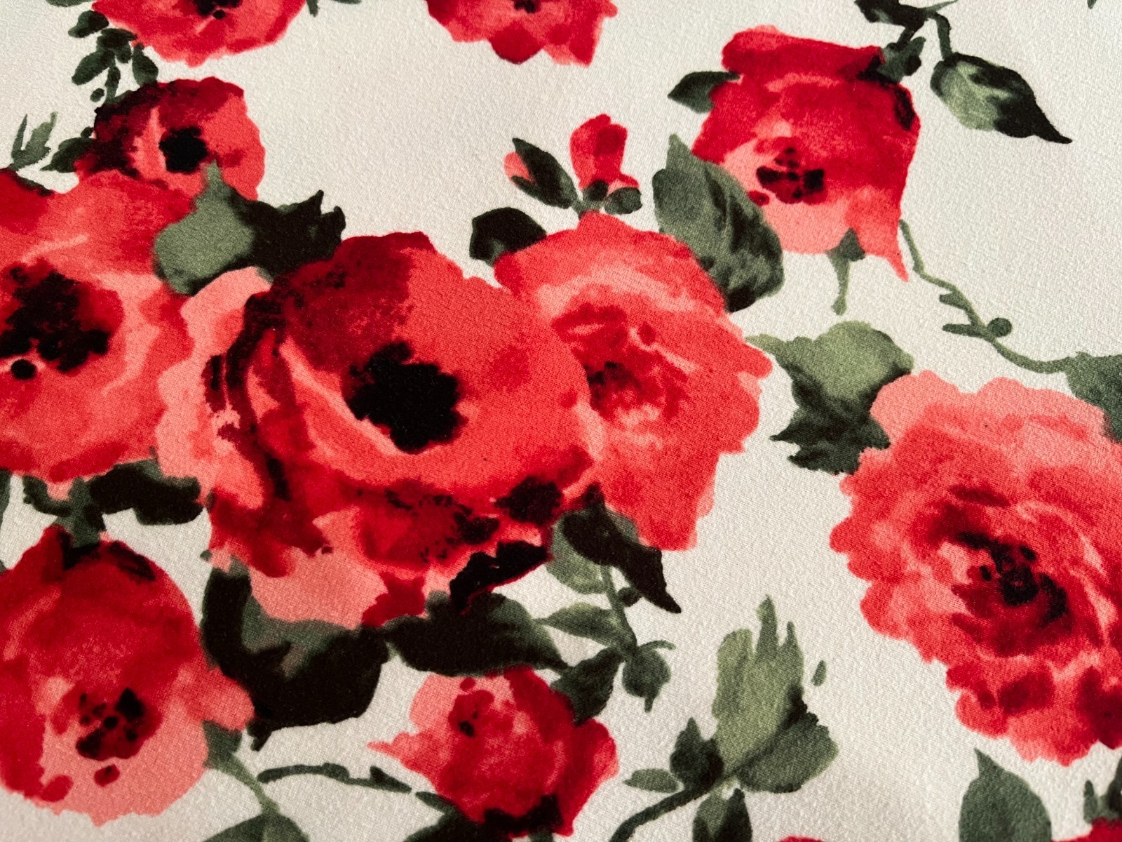 French Atmosphere 1X White Red Roses Sleeveless V-Neck SOFT Poly Knit Dress