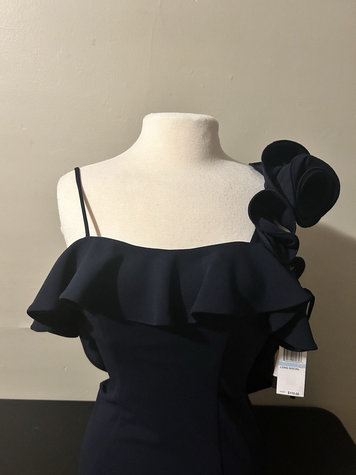 CITY STUDIO Womens Asymmetrical Neckline Long Formal Dress Blue Juniors Size 5/6