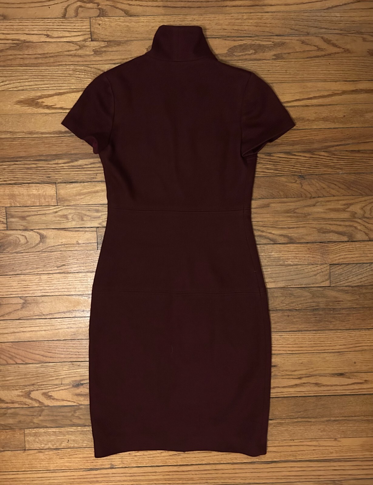 LYN DEVON Virgin Wool & Cashmere Blend Full-Zip Burgundy Dress (size: 6)