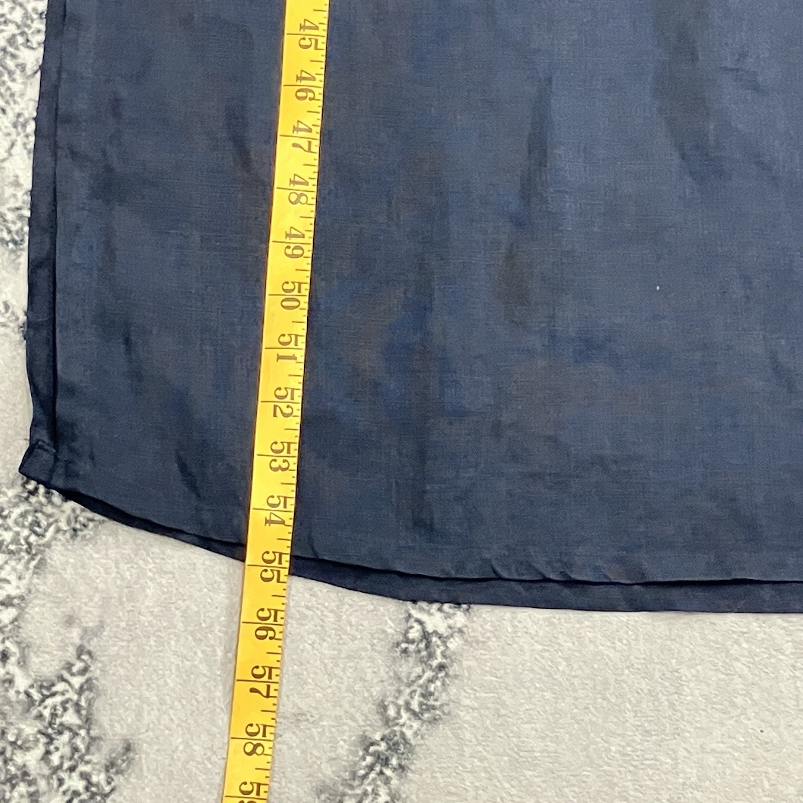 Handmade Linen Blend Embroidered Caftan Maxi Dress Blue Boho Medium