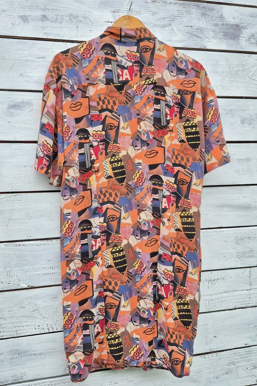 Silk Dress Abstract Face Print Button Front Colorful Graphic Fendi Logo Buttons