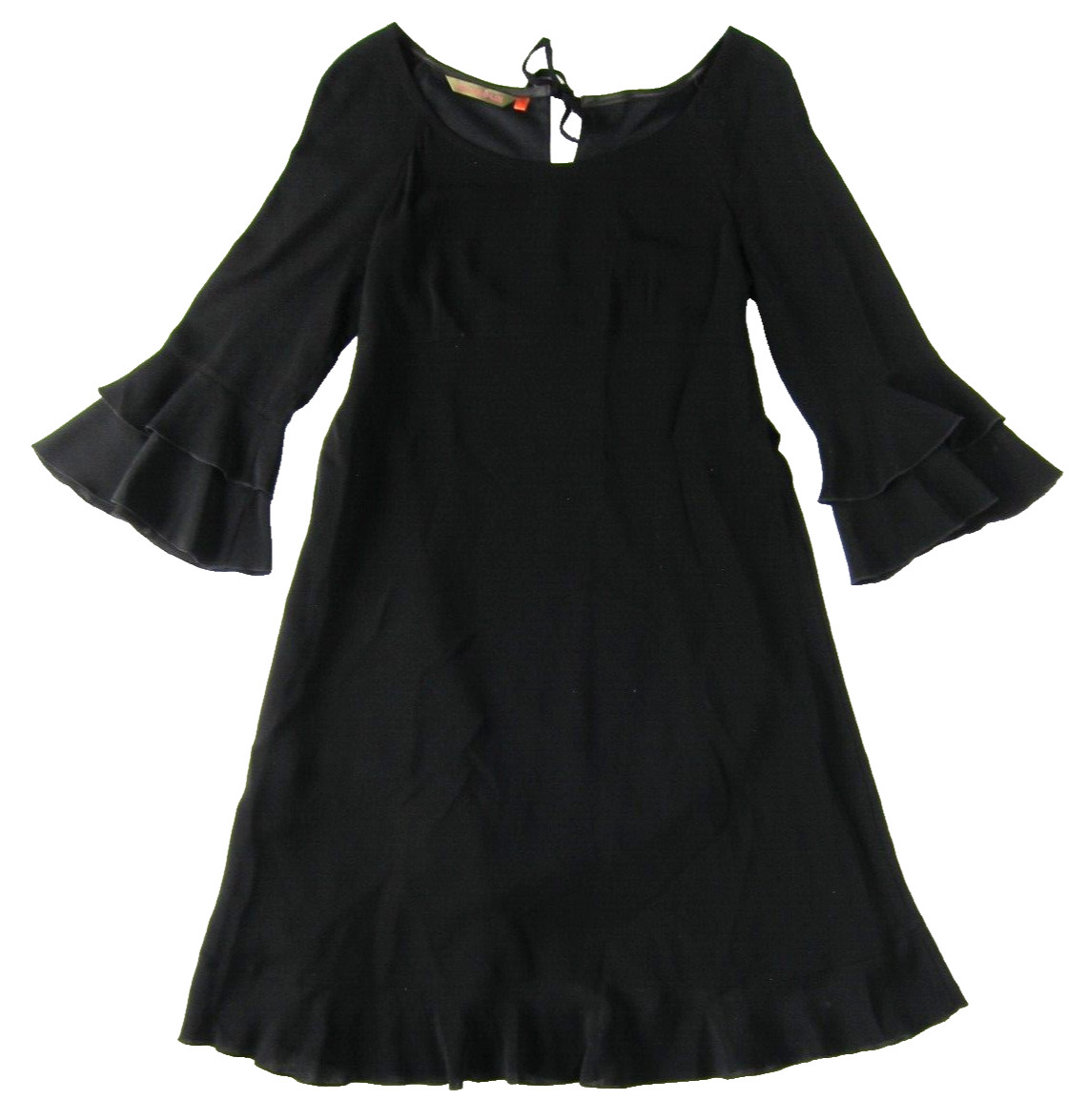 Antoine & Lili Rayon Classic Black 3/4 Ruffle Sleeve Tunic Shift Tie Dress 2