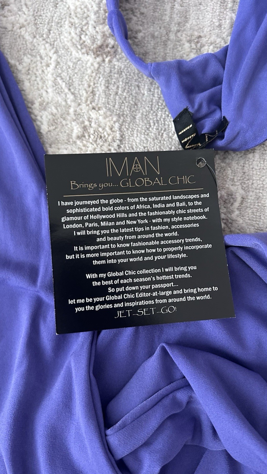 NWT IMAN Formal Maxi Dress Sz XLP Head Wrap Wrinkle Resistant Purple Liquid Chic