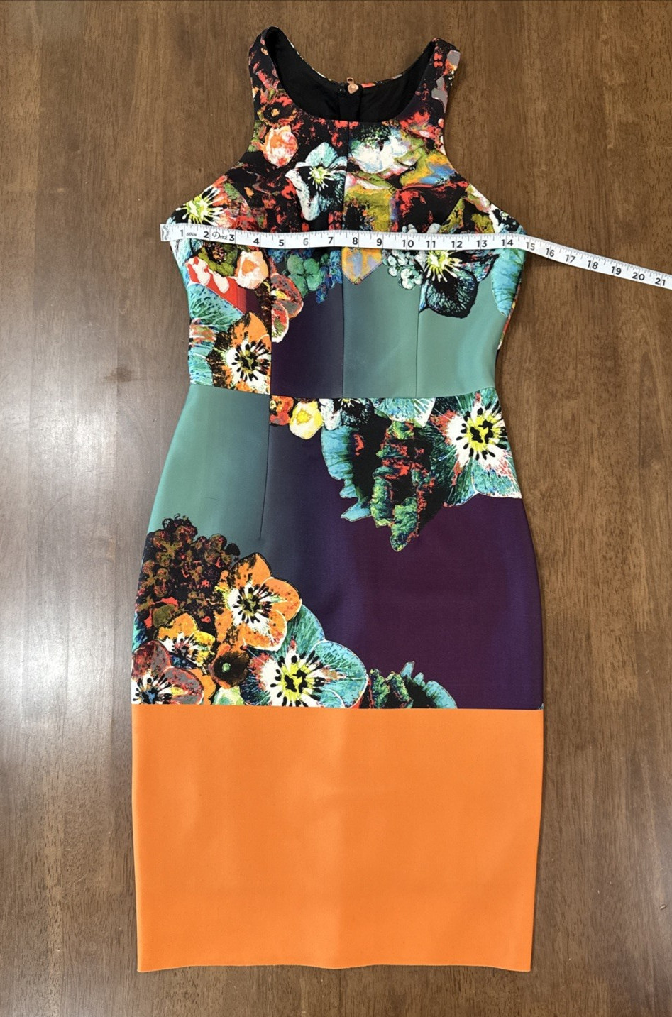 MILLY Floral Scuba Sheath Bodycon Cocktail Dress Racerback Halter Women Sz 2