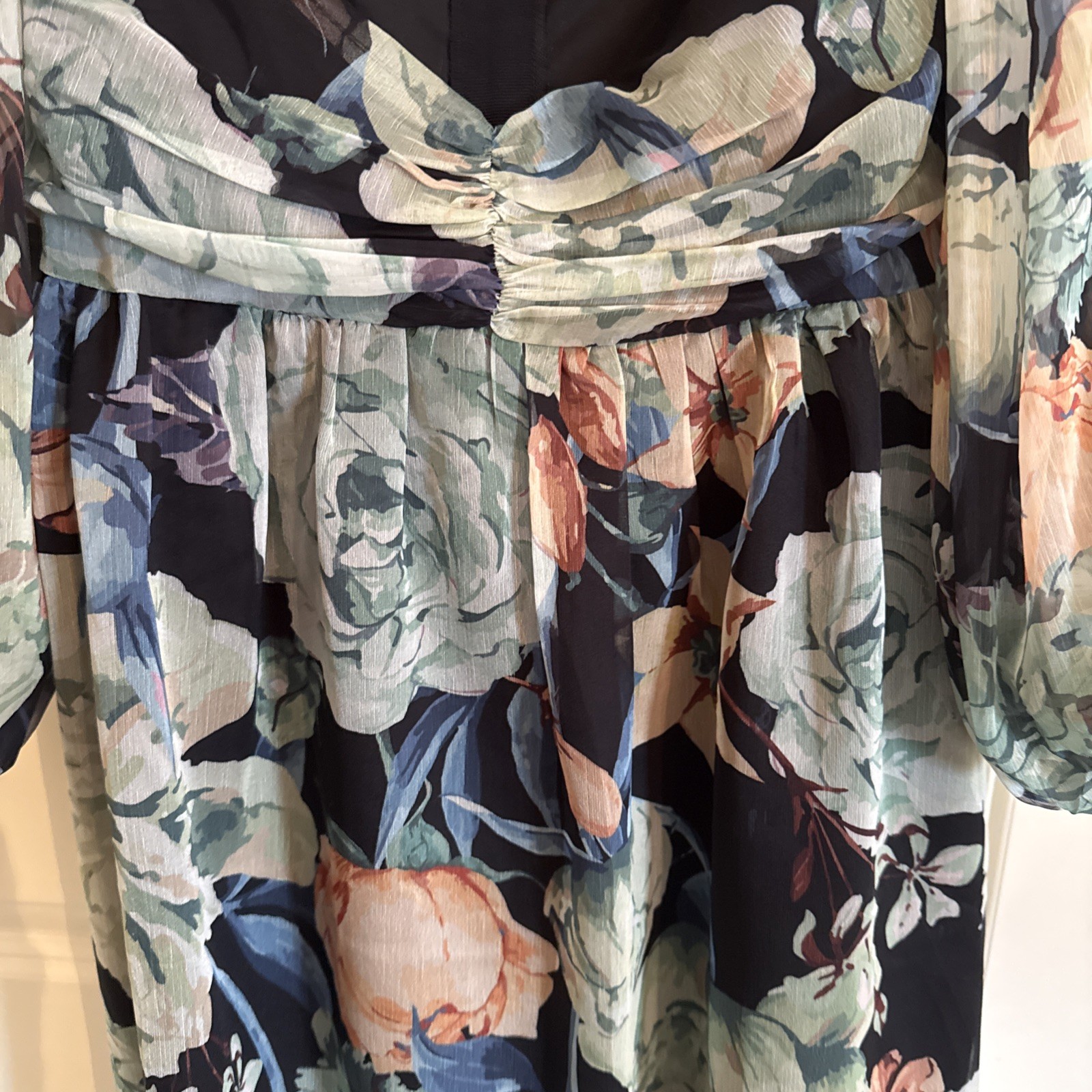 Promesa Blooming Belle Small Floral Chiffon Babydoll Mini Dress Midnight NWT