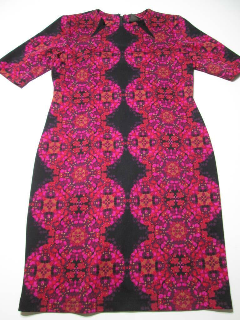 Taylor Womens Size 10 Sheath Dress Black Zipper Back Crew Neck Half Sleeve