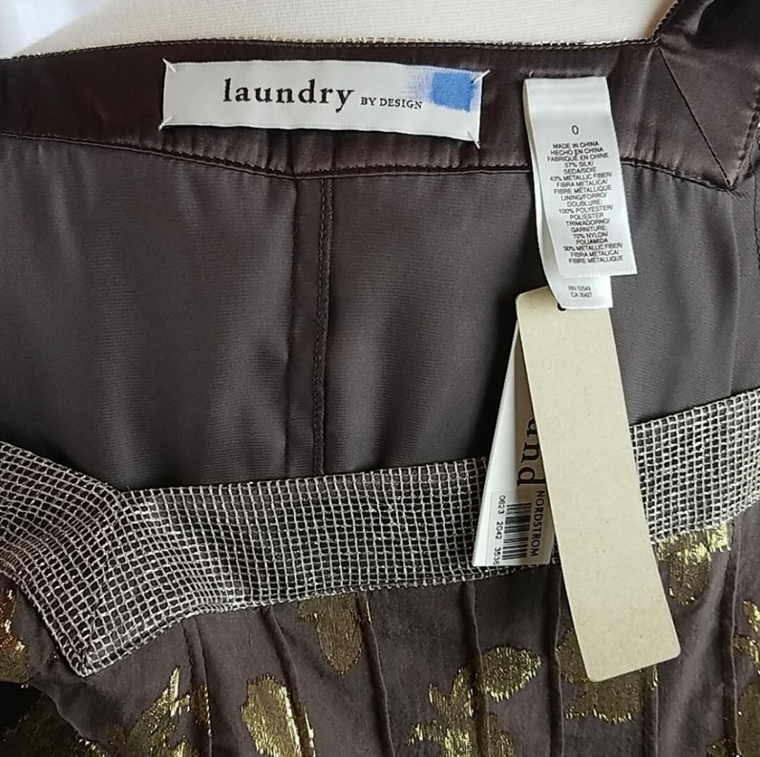 Laundry by Design Womens 0 Tunic Dress Brown Gold Metallic Silk Blend New Tags