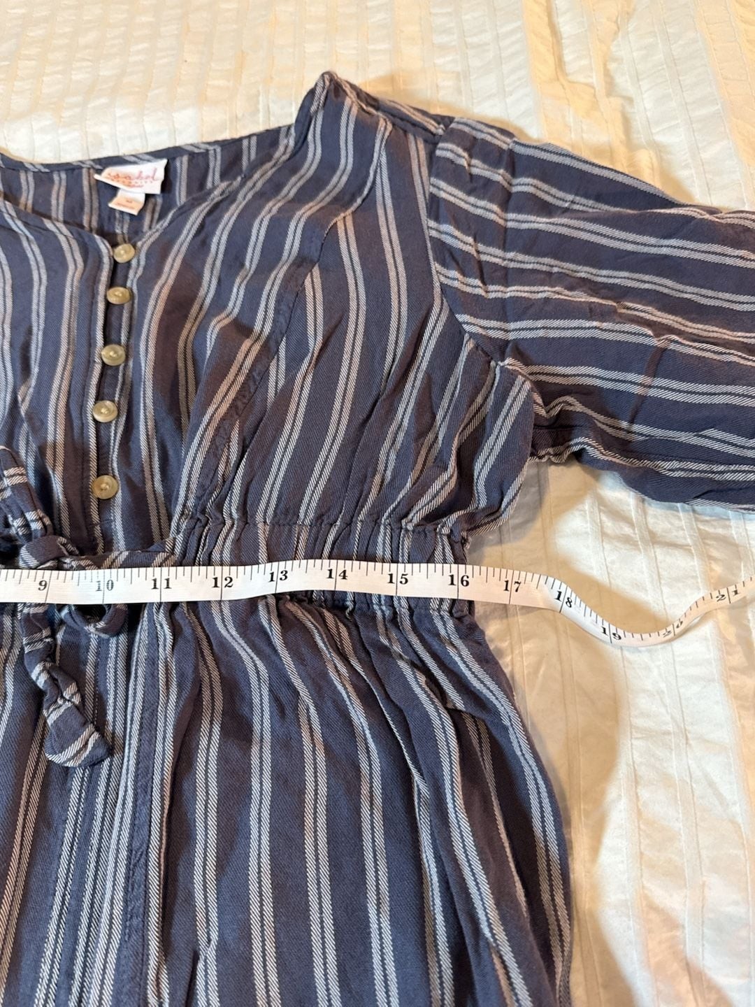 M Isabel Maternity by Ingrid & Isabel Blue and White Striped Button-Front Dress
