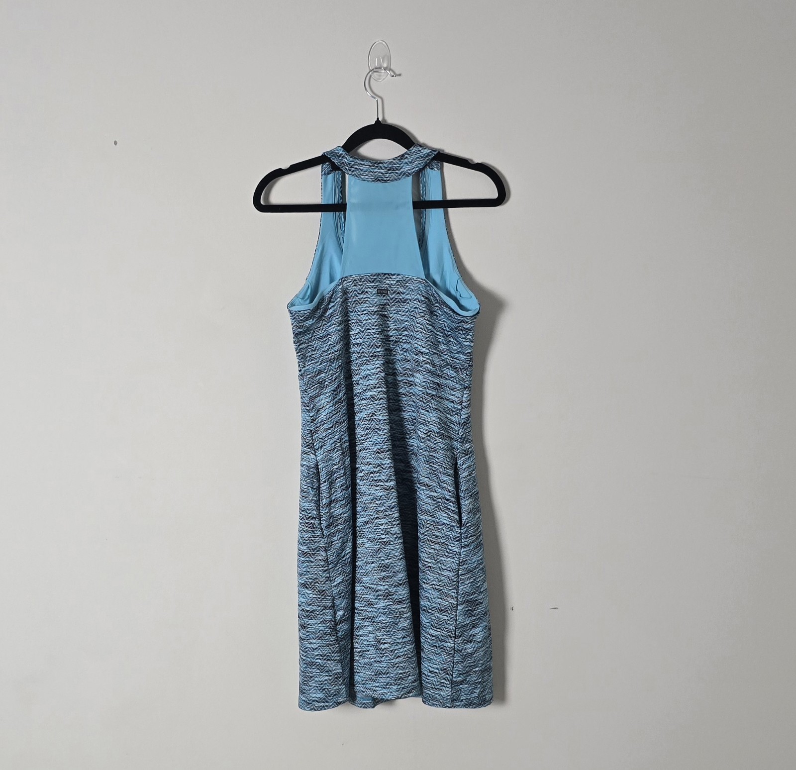 MPG Women’s Blue Striped Sleeveless V-Neck Racerback Knit A-Line Dress S