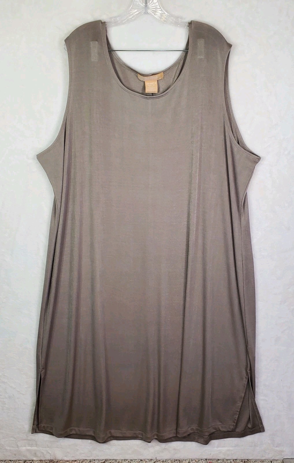 Soft Focus Women’s Plus 3X Green Maxi Sleeveless Tank Dress Long Shimmer Stretch