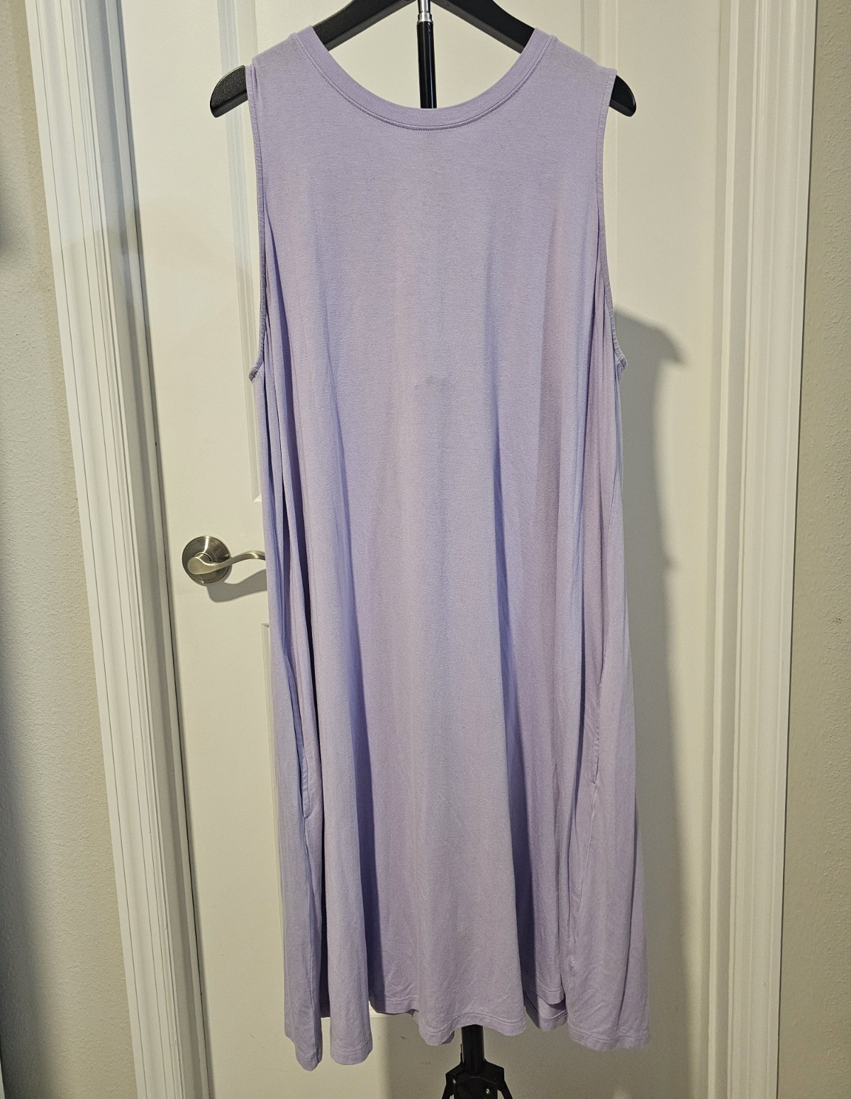 Time and Tru Women’s Purple T-Shirt Dress Round Neck Sleeveless Knee XXL Pockets