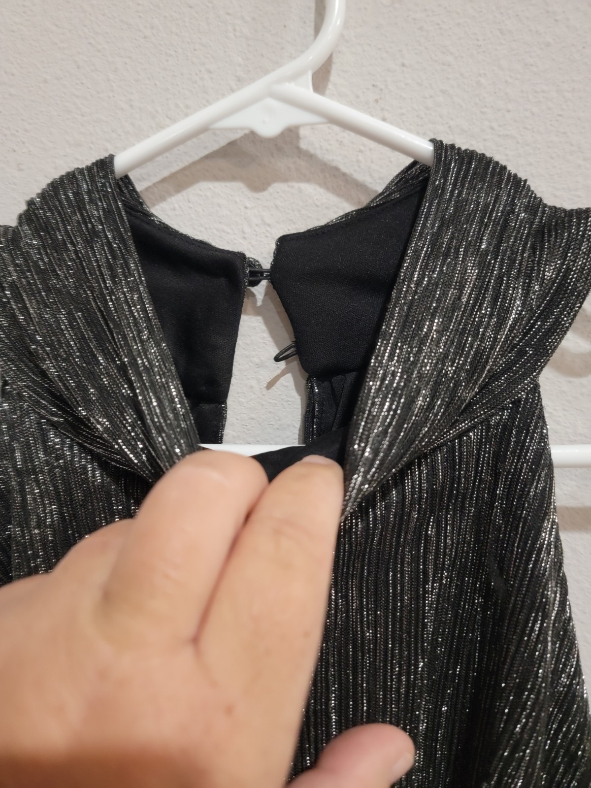Glamour Black Silver Metallic Halter Maxi Dress 18W Plus NWT Plisse Pleat Party
