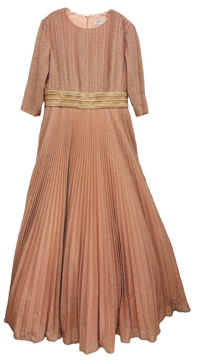 RTLS $400 IENNA BY MAC DUGGAL WOMENS CHAMPAGNE DETAILED TULLE LONG BALL GOWN 16