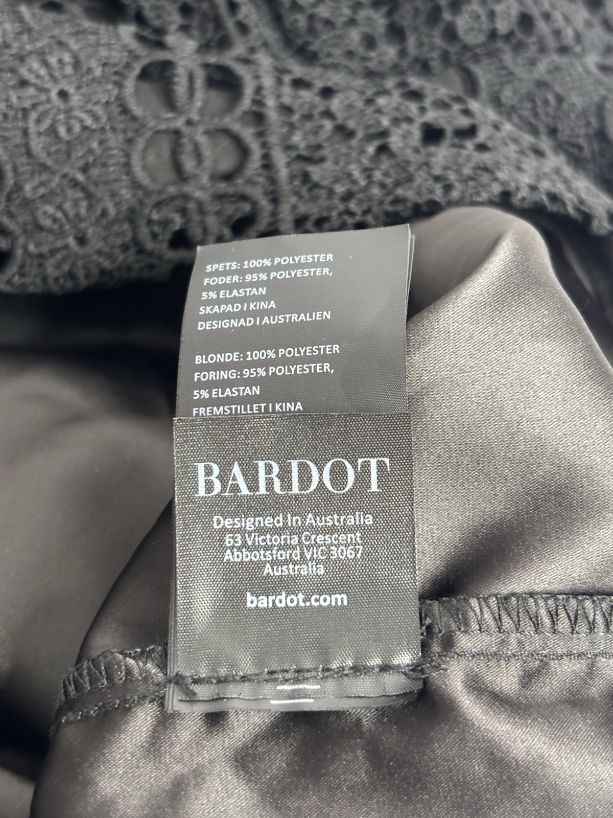 Bardot Brooke Lace Dress Black Size 12 XL NWT Puff Sleeve Mock Neck Cocktail