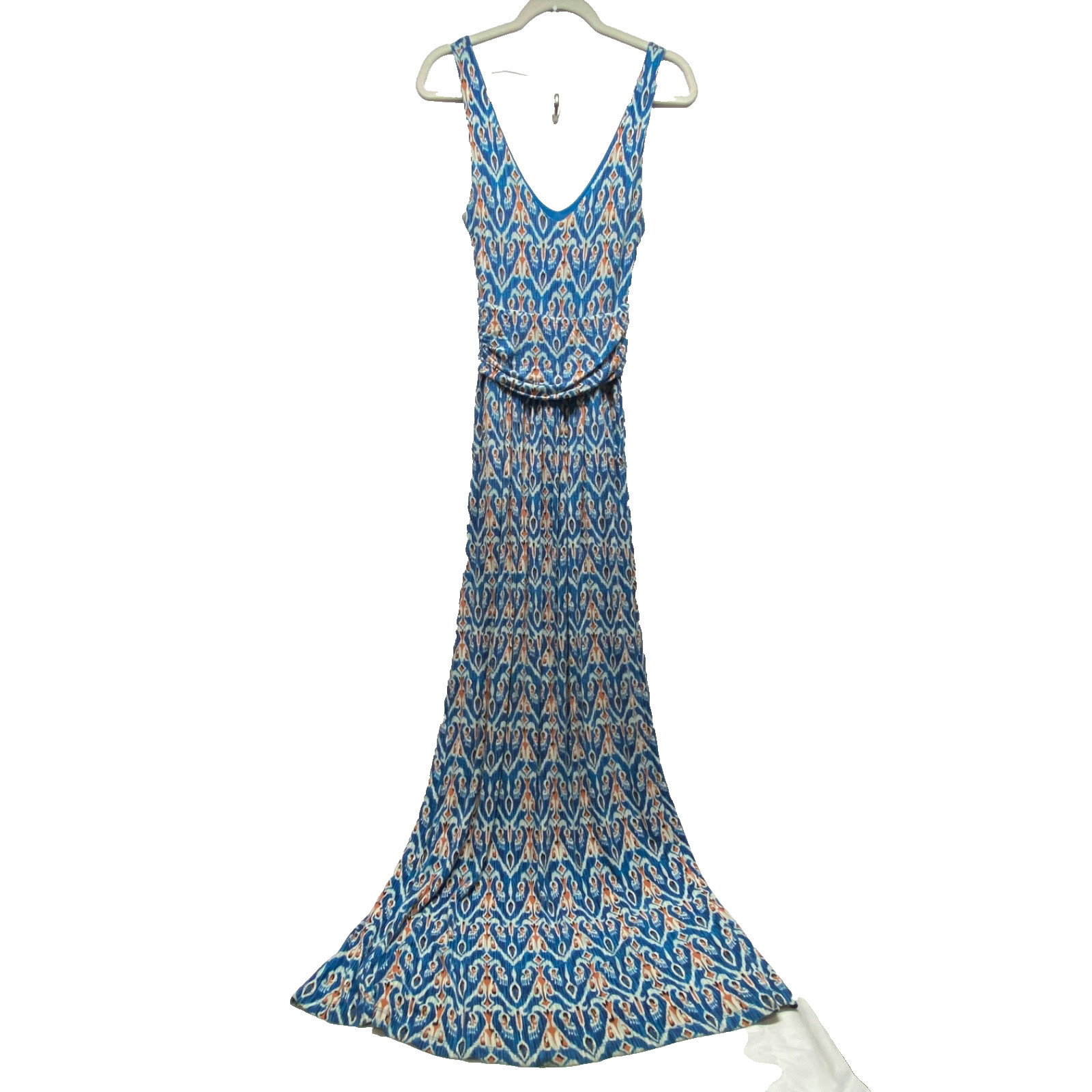 Vanessa Virginia Maxi Dress Women’s Small Blue Boho Sleeveless Rouched Waist GUC