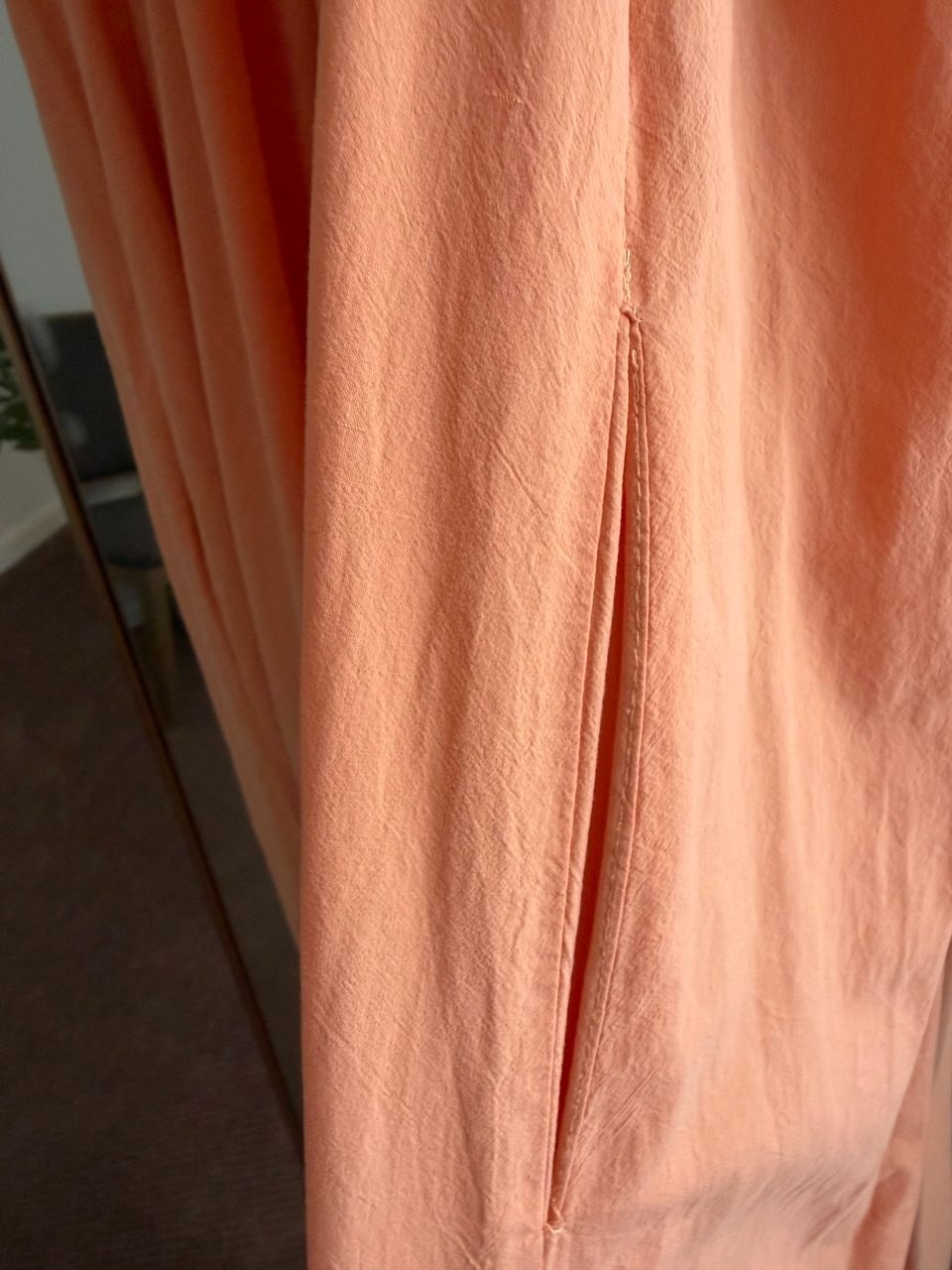 Stitchdrop Coral Orange Lace Up Smocked Maxi Dress Women’s S Cottagecore