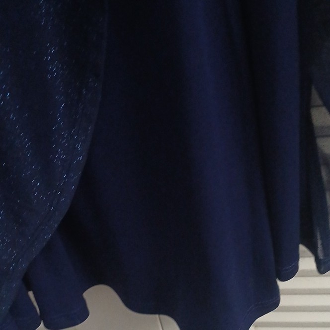 Navy Blue Sparkle Shawl Wrap Sleevless Built In Slip Cocktail Or Evening Dress