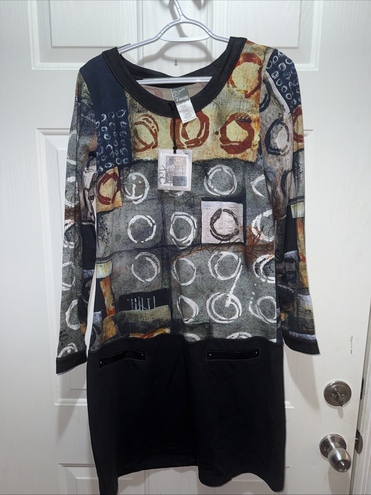 Dolcezza Simply Art Tunic Dress Medium Laura Lein-Svencner NWT Abstract Cotton