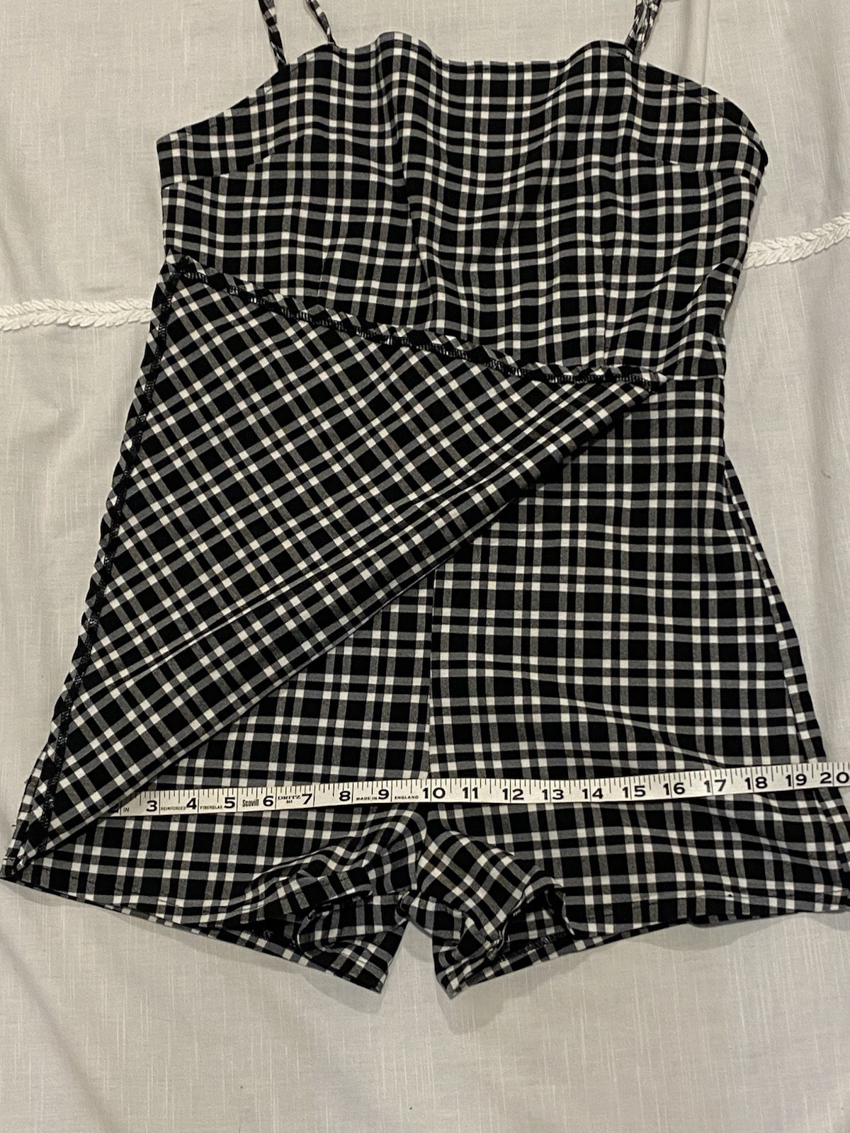Justify Black White Plaid Jumper Romper Skort Mini Dress Sz XL 90s Y2K Teen