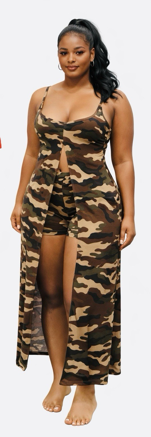 true rock Women’s Camouflage Sleeveless Maxi Dress Cotton Blend XL