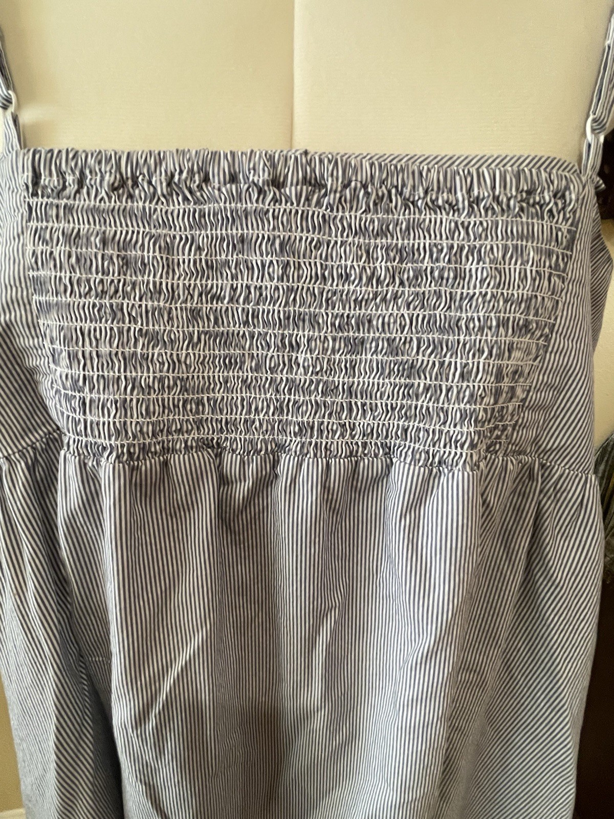 Levi’s Blue White Striped Smocked Button Front Midi Sundress Size L