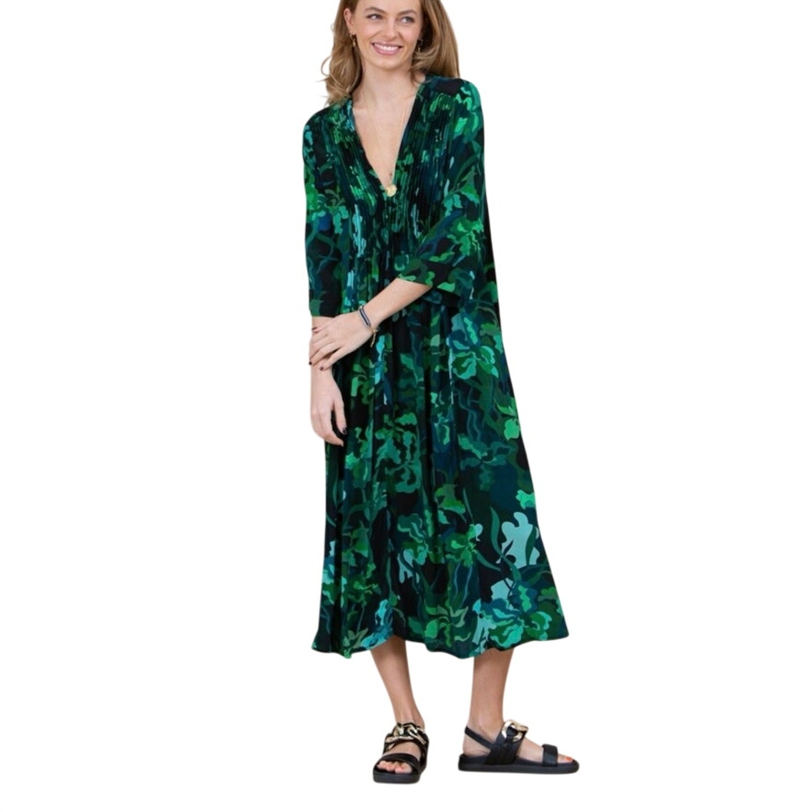 One Season Australia Dress GREEN MIA MIDI Dress Size Large