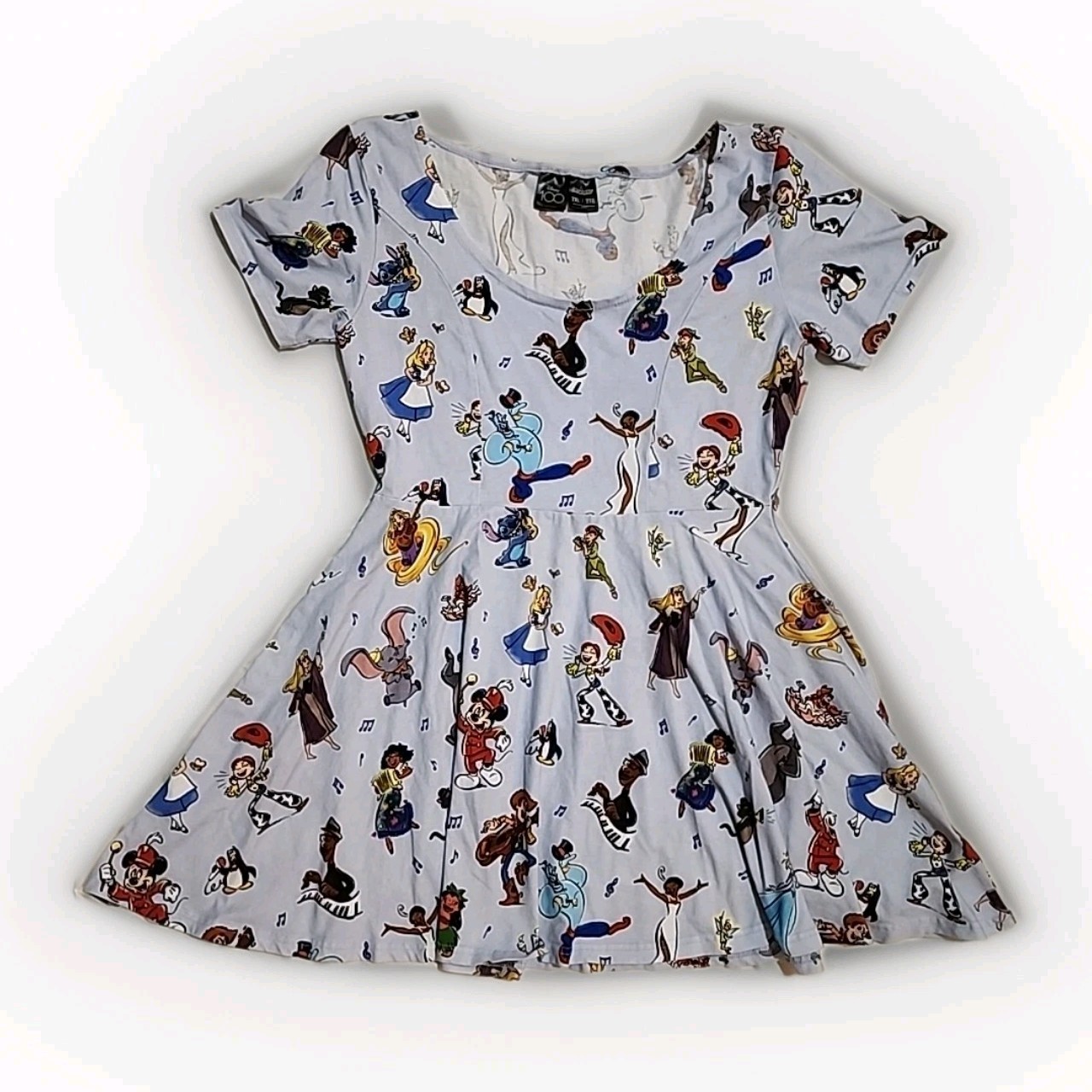 Disney Cakeworthy 100 Years Of Music Fit & Flair Skater Dress sz 2XL Stretch R2