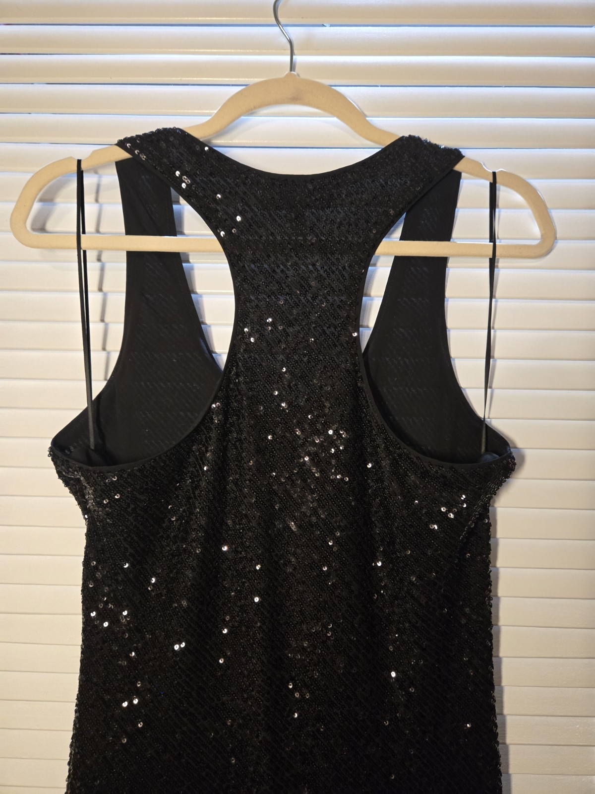 Banana Republic S Tall Black Sequence Sequin Tank Dress Fitted Silouette