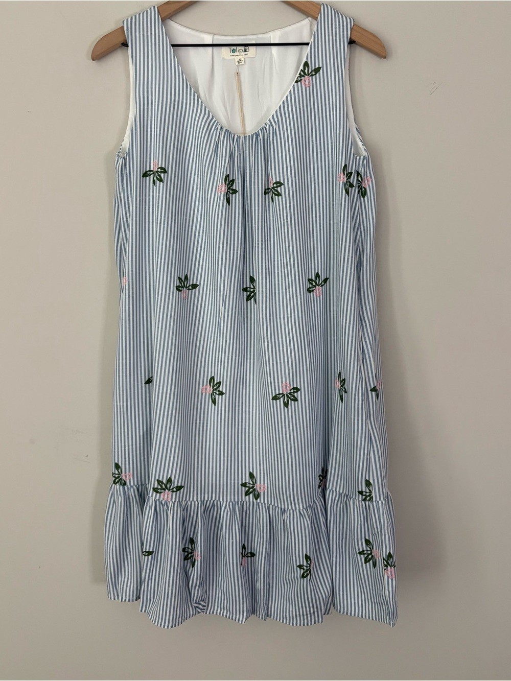 Tulip B Blue/White Striped Sleeveless Dress