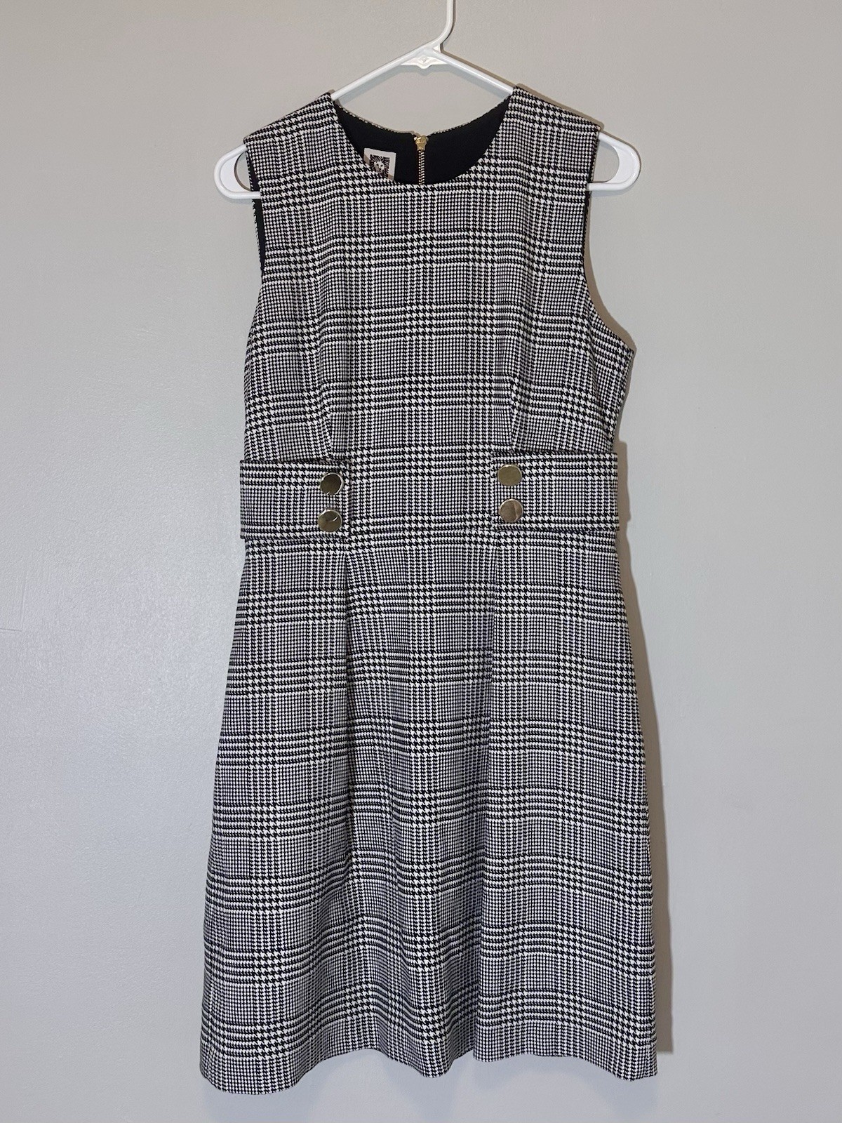 Anne Klein Women’s Houndstooth Pencil Dress, Black/White, Size 8, Preppy