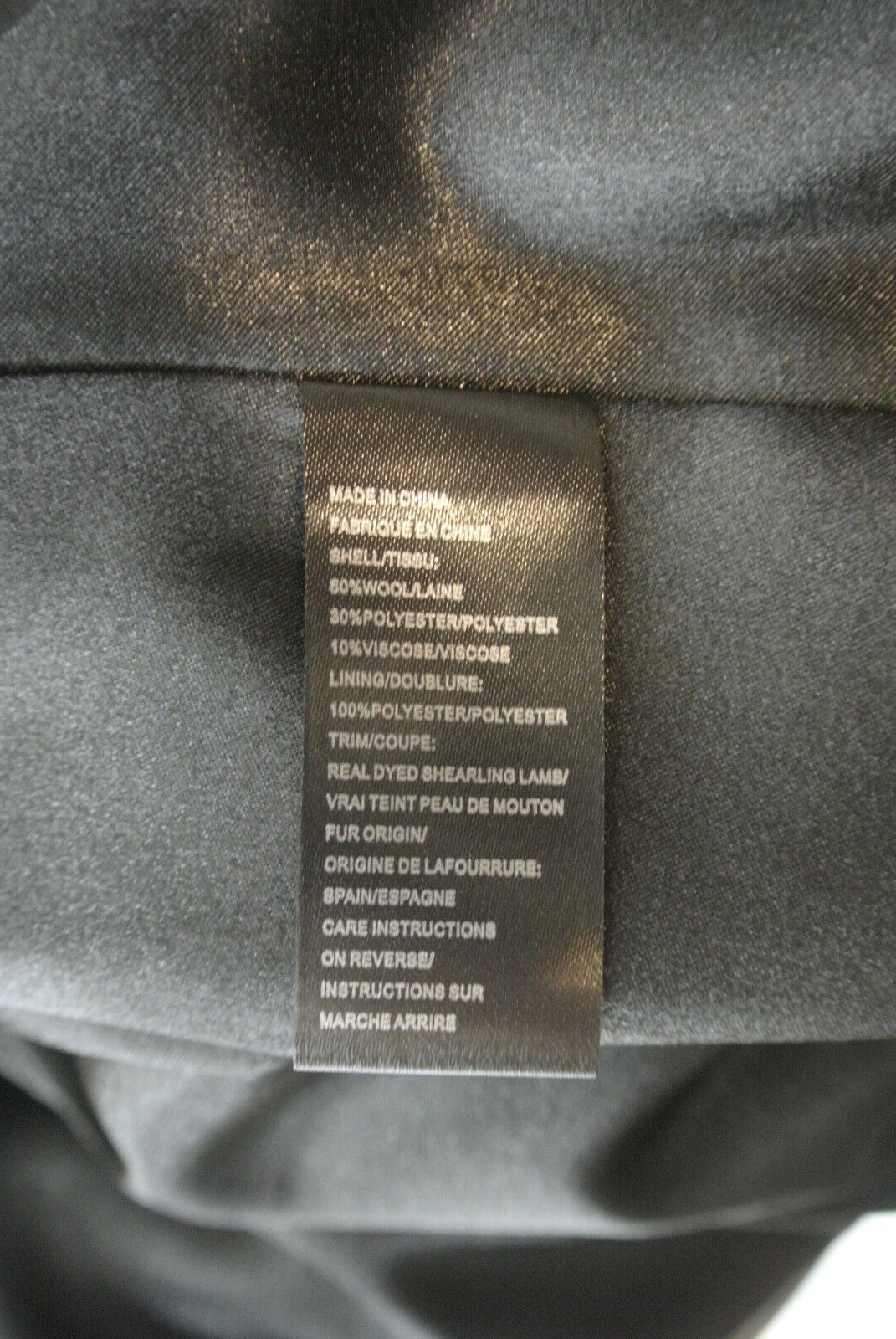 NEW Sofiacashmere Wool Blend Coat with Fur Shearling Collar Black SZ 10 #C4230