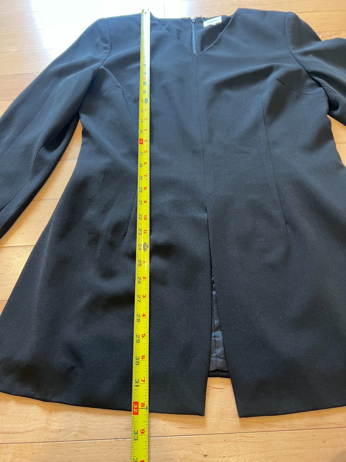 VTG Neiman Marcus Black Tunic Jacket Size 10 90s Y2K Structured Minimalist Blaze