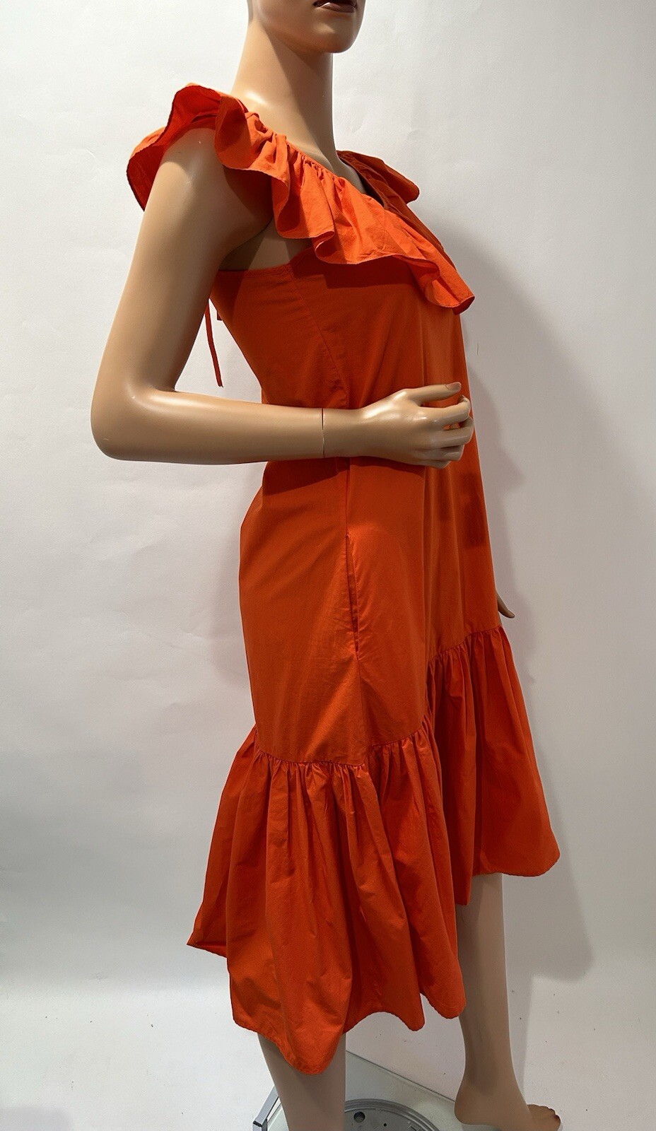 WHIT TWO Flouncy Ruffled Madi Dress size Medium Anthropologie Rich Orange