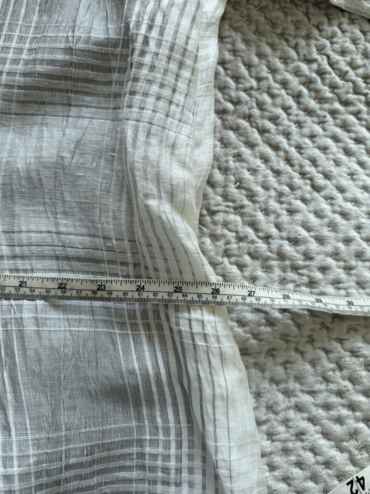 Sahara White Grey Check Lightweight Linen Blend Midi Dress Size XL Lagenlook