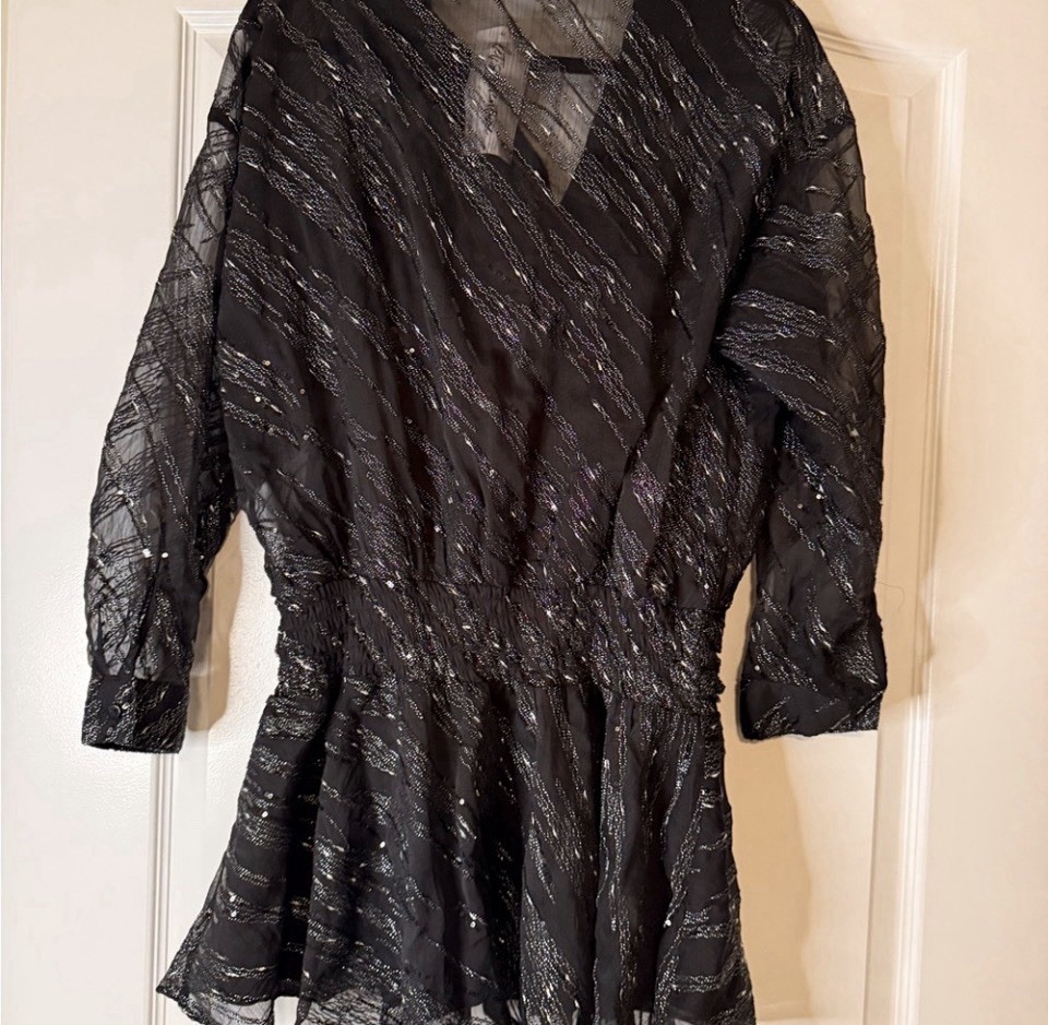 12th Tribe Black Lennox Black Sequence Mini Dress Small Fairycore New LBD Aa4