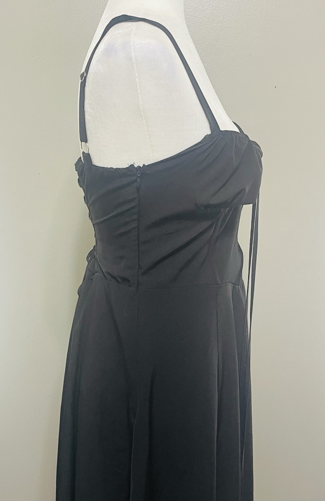 Black Whimsigoth Bustier Lace up Back Sleeveless Maxi Dress Medium Corset Event