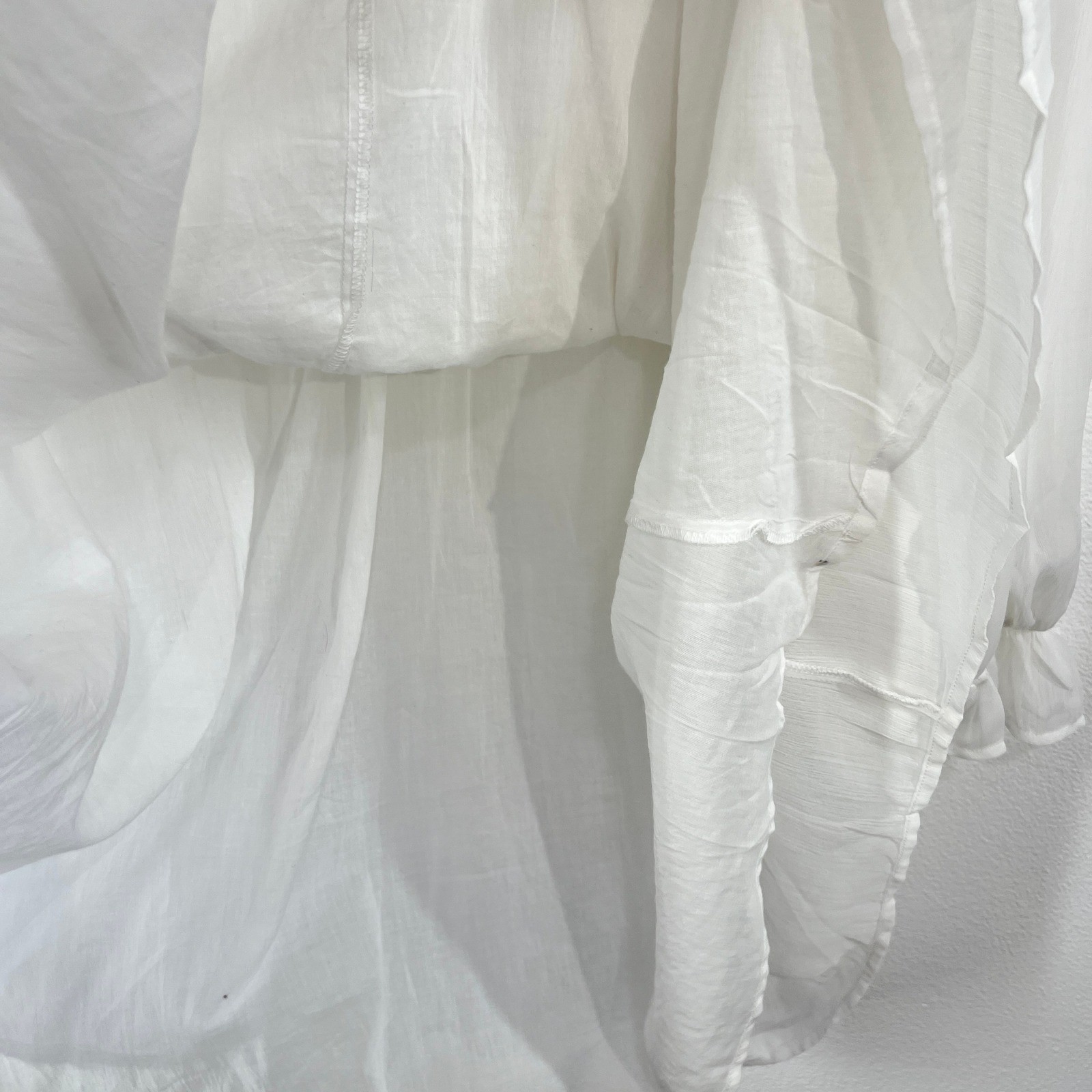 BOOHOO V-Neck Floaty Ruffle Smock Mini Dress Plus Off White US 18 Cottagecore