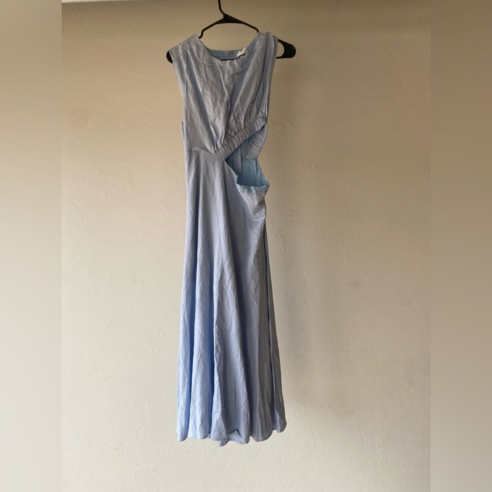 Shop Neighbor by in the beginning blue cutout between midi to maxi dress