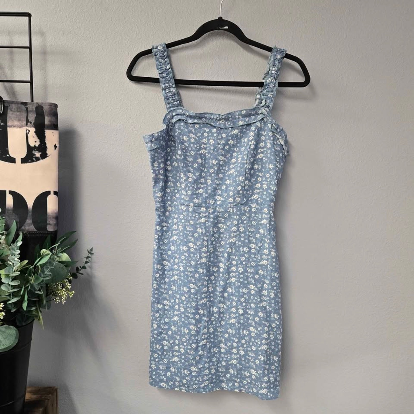 Sky and Sparrow Blue Ditsy Floral Square Neck Mini Dress New with tags