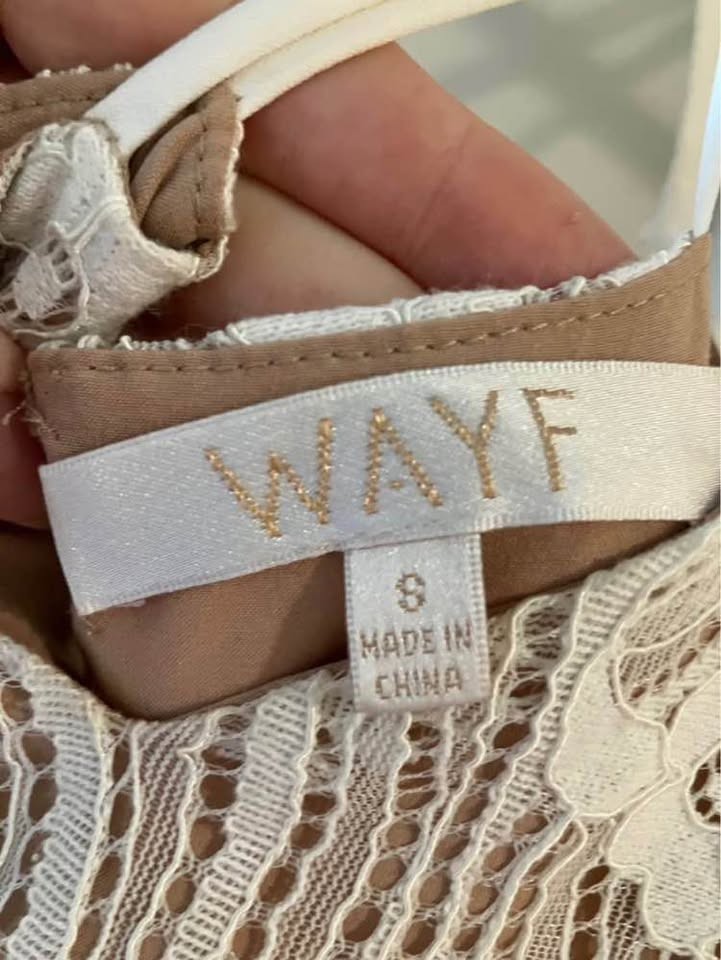 WAYF White & Beige Lace Maxi Dress (S)
