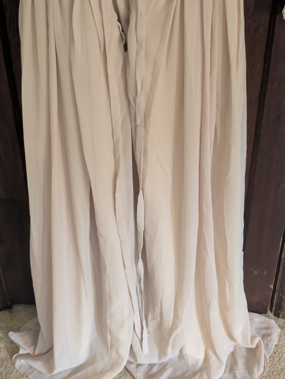 Ryanth Beige Cream Pleated Chest Tank Corset Back Maxi Bridesmaid Formal Mother