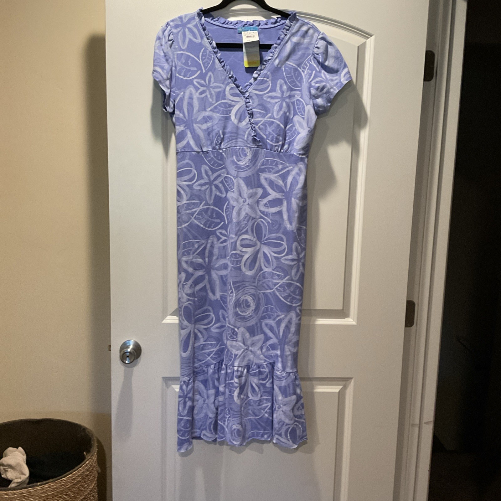 Fresh Produce Large Periwinkle Blue Dress Made in USA 100% Cotton NWT