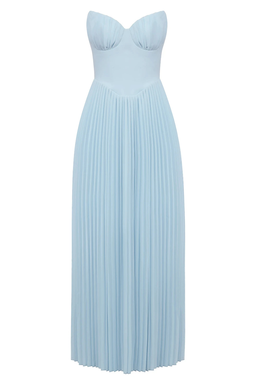 NEW, House Of CB Marcella Strapless Pleated Georgette Gown Sz L #MD2218