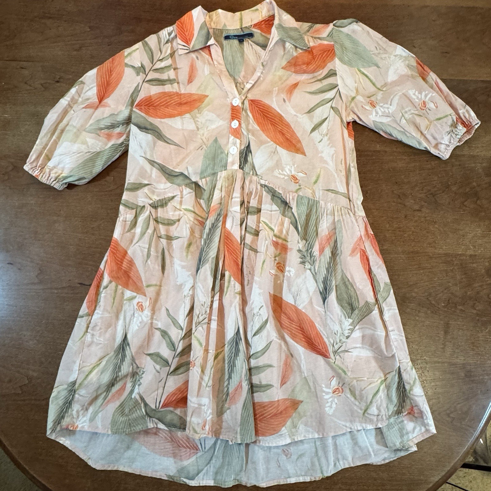 The Shore Women’s White Floral Size Small Shift Knee Length SS Dress 100% Cotton