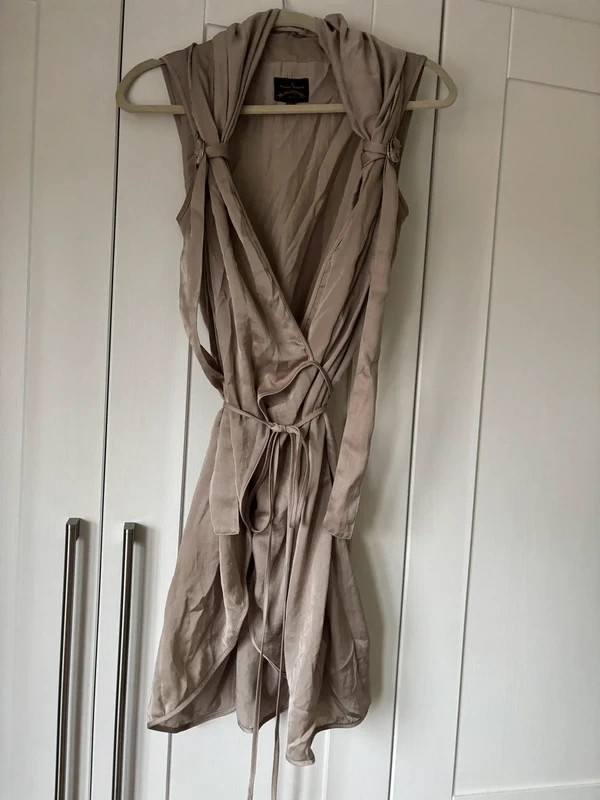 VIVIENNE WESTWOOD Dress IT40 / UK8 Anglomania Wrap Tie Beige Sleeveless