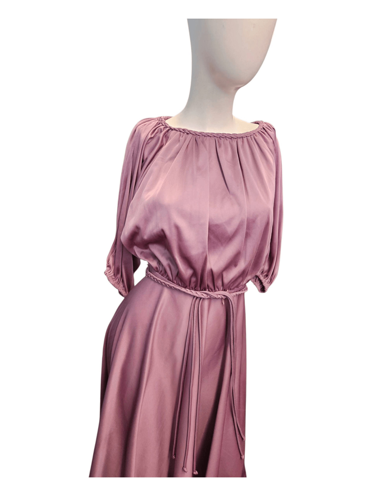 Vintage 70’s Handmade Silky Purple Flair Dress Womens Medium