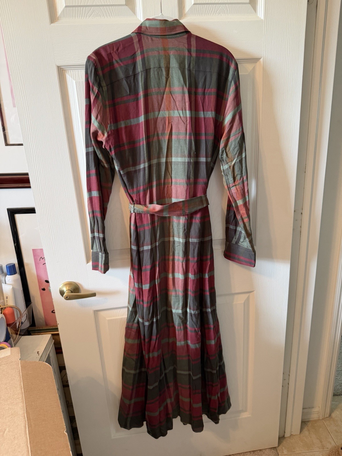 Polo Ralph Lauren Plaid Belted Button-Front Collared Dress S