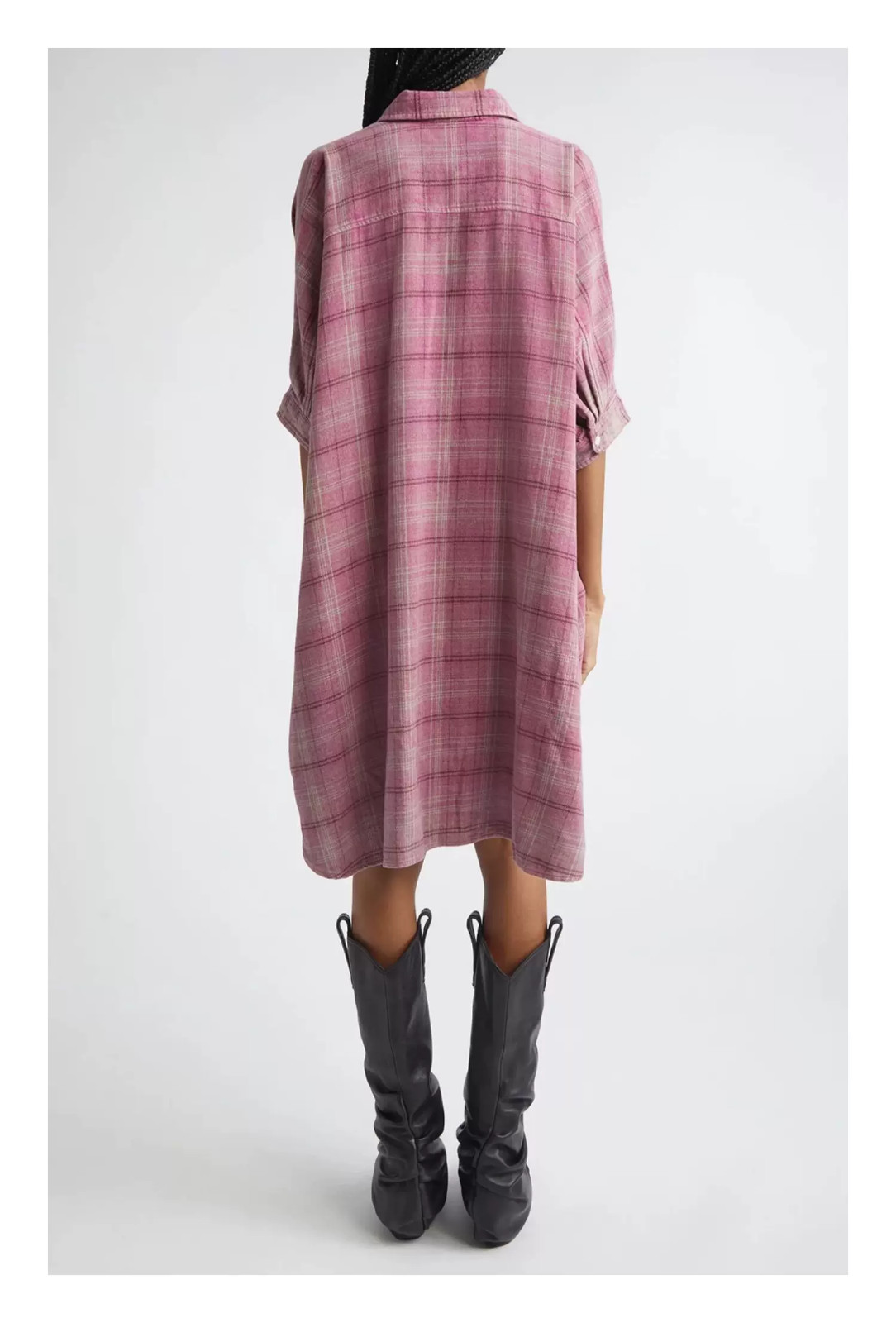 R13 Plaid Oversize Boxy Cotton Flannel Shirtdress One Size